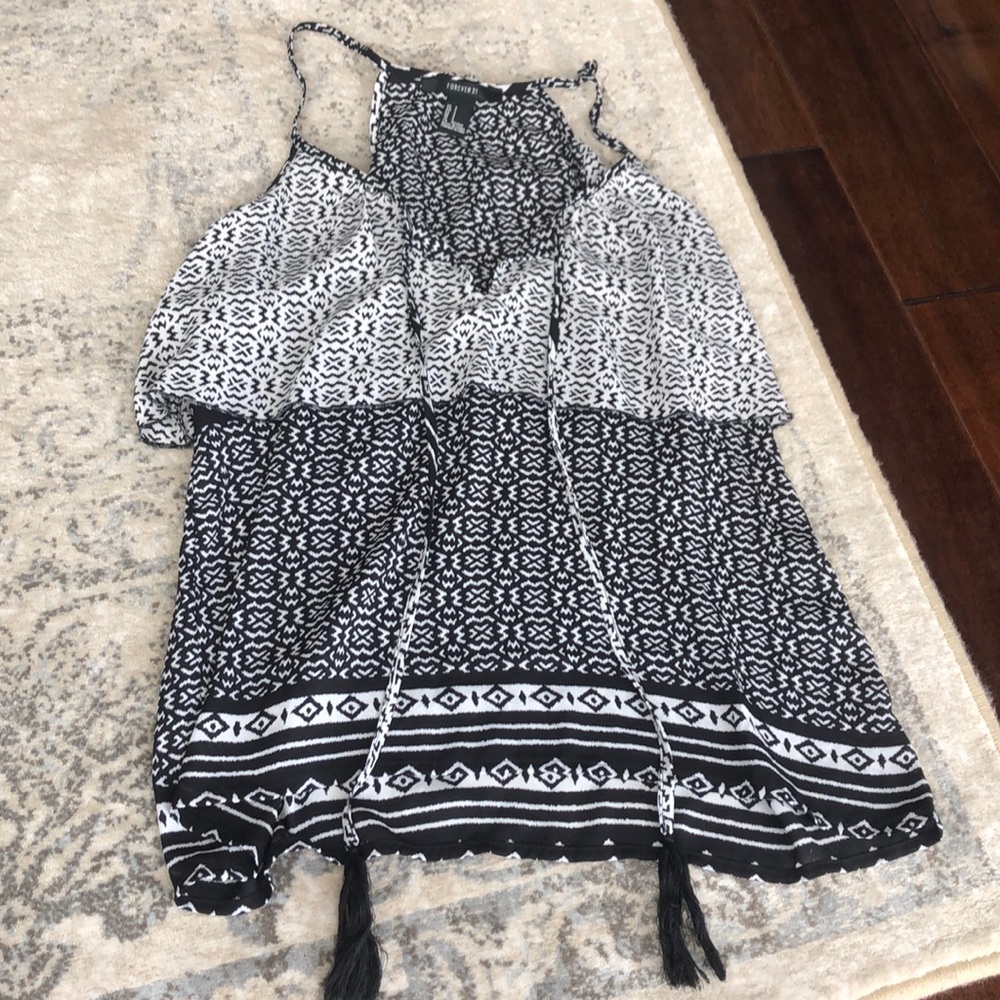 Black and white tribal tank